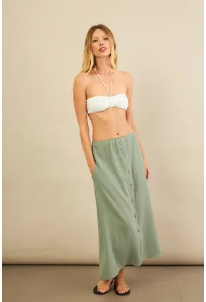 Kadın Çağla Cepli Müslin Midi Etek BTY103