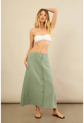 Kadın Çağla Cepli Müslin Midi Etek BTY103