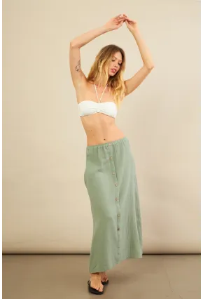 Kadın Çağla Cepli Müslin Midi Etek BTY103