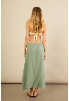 Kadın Çağla Cepli Müslin Midi Etek BTY103