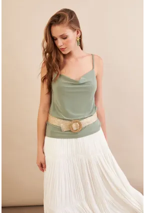 Kadın Çağla Melanj Degaje Yaka Bluz LPP1286-90