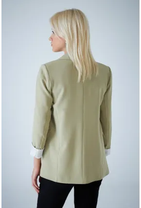 Kadın Çağla Yeşili Çizgi Astarlı Blazer Ceket BES3049