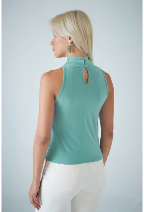 Kadın Çağla Yeşili Degaje Yaka Kolsuz Bluz COL1226-90