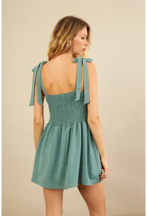 Kadın Çağla Yeşili Sırtı Gipeli Mini Elbise YEL221688