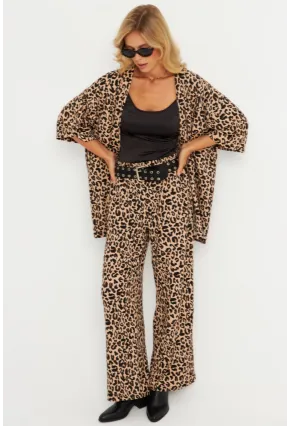 Kadın Camel-Siyah  Desenli Bürümcük Alt Üst Takım LON3004