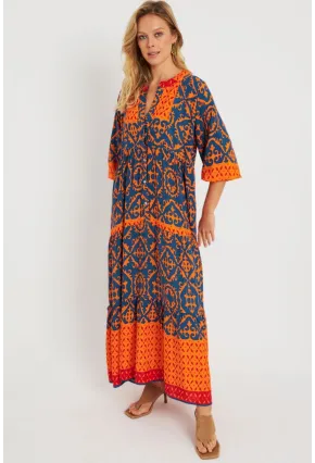 Kadın Desenli Salaş Maxi Elbise Multi Q981