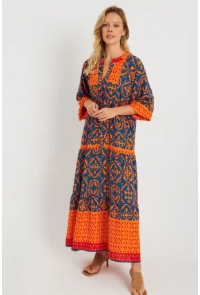 Kadın Desenli Salaş Maxi Elbise Multi Q981