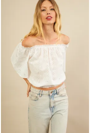 Kadın Ekru Ajurlu Straplez Bluz BTY106