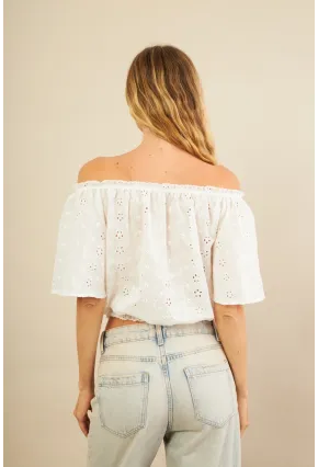 Kadın Ekru Ajurlu Straplez Bluz BTY106