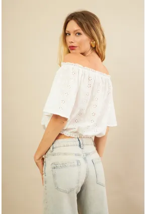 Kadın Ekru Ajurlu Straplez Bluz BTY106