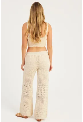 Kadın Ekru Ajurlu Triko Pantolon YZ3062