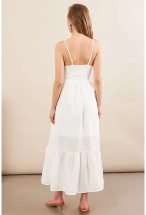 Kadın Ekru Ayarlanabilir Askılı Fistolu Midi Elbise İRE100