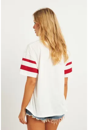 Kadın Ekru Baskılı T-Shirt AYD323