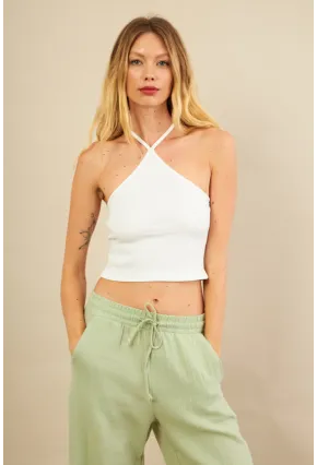 Kadın Ekru Boncuk Detaylı Sırtı Açık Bluz LPP1245-90