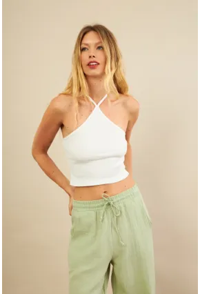 Kadın Ekru Boncuk Detaylı Sırtı Açık Bluz LPP1245-90