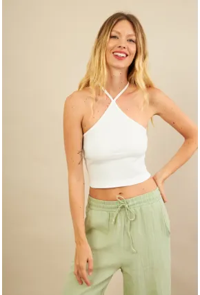 Kadın Ekru Boncuk Detaylı Sırtı Açık Bluz LPP1245-90