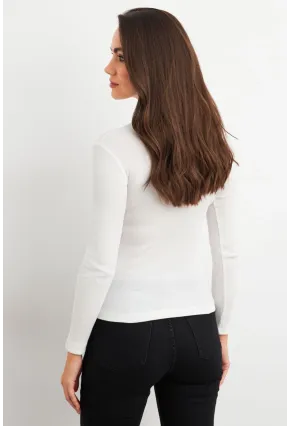 Kadın Ekru Çıtçıtlı Kaşkorse Bluz EY2983