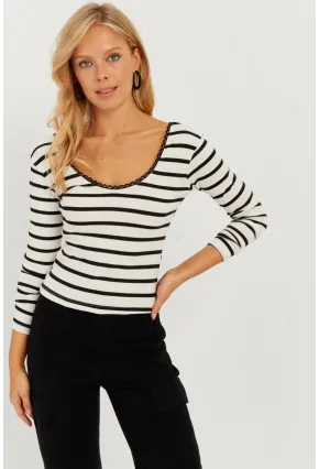 Kadın Ekru Dantel Ve Düğme Detaylı Bluz PP5363