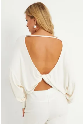 Kadın Ekru Düğüm Detaylı Bluz GÇ176