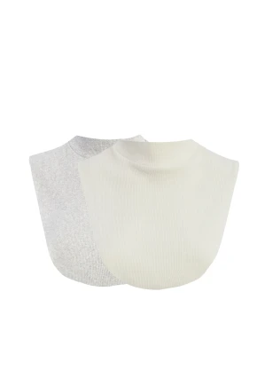 Kadın Ekru-Gri Sahte Yaka Boyunluk XL2041