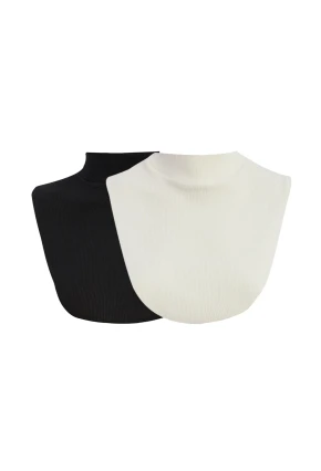 Kadın Ekru-Siyah Sahte Yaka Boyunluk XL2041