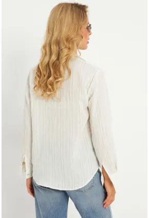 Kadın Ekru-Mavi Gömlek KED714