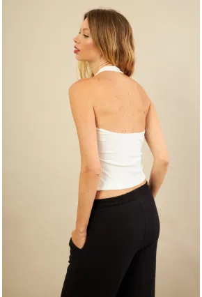 Kadın Ekru Sırtı Açık Bluz LPP1244-90