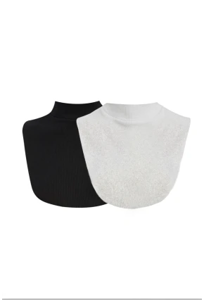 Kadın Siyah-Gri Sahte Yaka Boyunluk XL2041