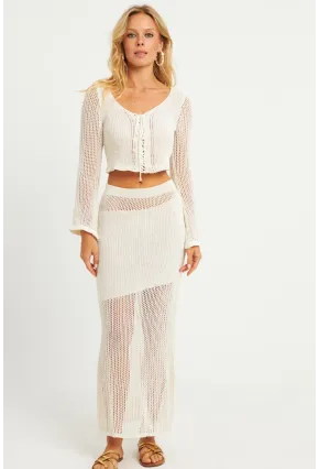 Kadın Ekru Triko Etek Takım KZ540
