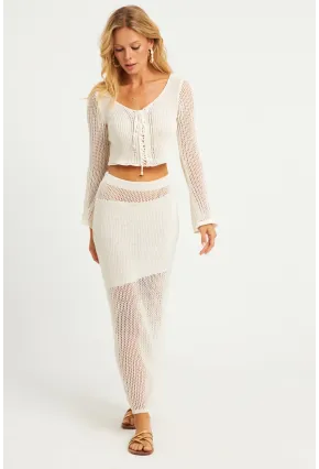 Kadın Ekru Triko Etek Takım KZ540