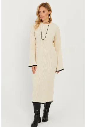 Kadın Ekru Triko Maxi Elbise MSF2538