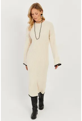 Kadın Ekru Triko Maxi Elbise SF2538