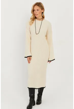 Kadın Ekru Triko Maxi Elbise SF2538