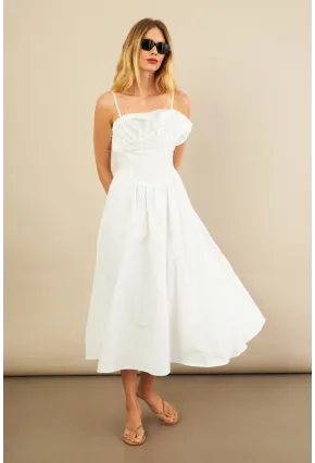 Kadın Ekru Volanlı Midi Elbise MİL4856