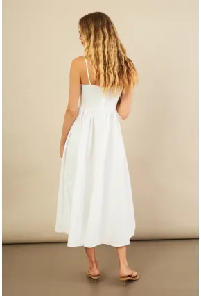 Kadın Ekru Volanlı Midi Elbise MİL4856