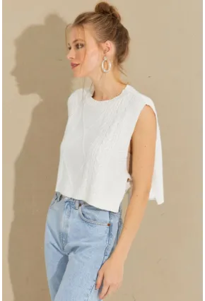 Kadın Ekru Yanları Bağlamalı Süveter YV210