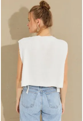 Kadın Ekru Yanları Bağlamalı Süveter YV210
