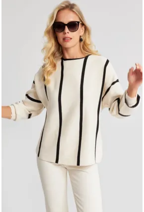 Kadın Ekru Yarasa Kol Triko Kazak YZ522