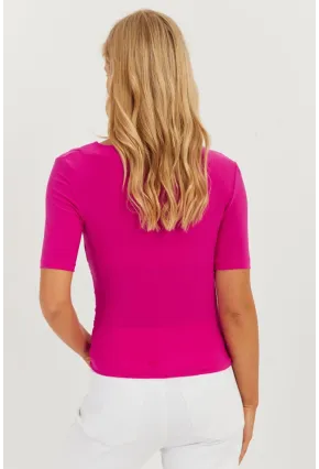 Kadın Fuşya Büzgülü Bluz YZ623