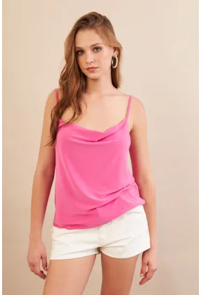 Kadın Fuşya Degaje Yaka Bluz LPP1286-90