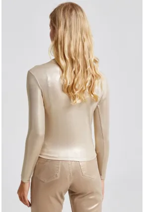 Kadın Gold Rengi Parlak Bluz LPP1245