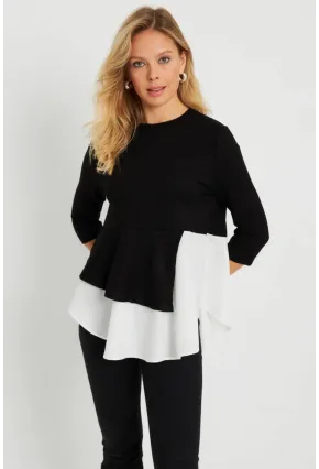Kadın Gömlek Detaylı Bluz Siyah ST6025