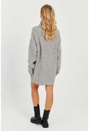 Kadın Gri Balıkçı Yaka Triko Tunik KZ2504