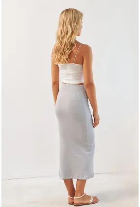 Kadın Gri Kaşkorse Midi Etek XL2034