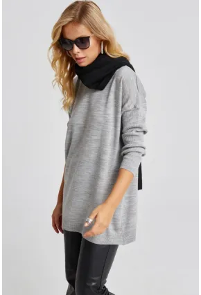 Kadın Gri Triko Tunik YV110