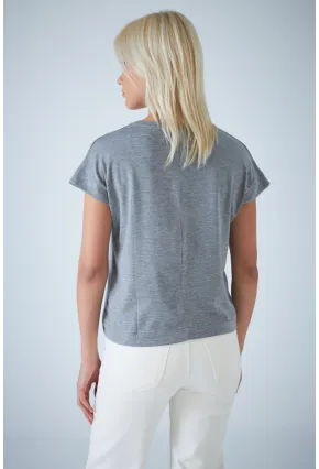 Kadın Gri V Yaka T-Shirt LPP1311