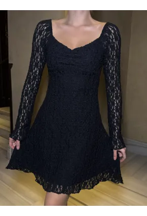 Kadın Güpür Detay Astarlı Elbise Siyah