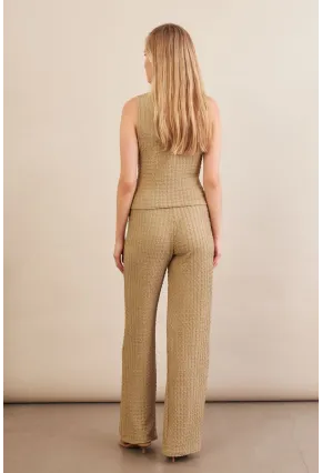 Kadın Haki Gofre Yelek Pantalon Takım FLU330