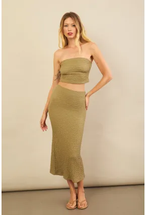 Kadın Haki Straplez Alt Üst Bubble Takım FLU340