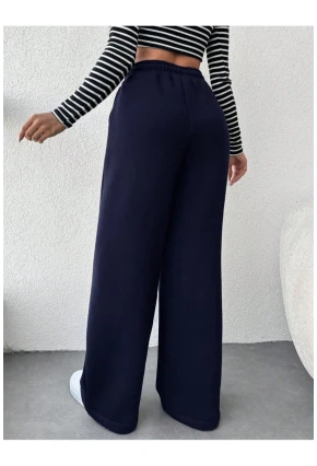 Kadın İki İplik Şardonlu Eşofman Altı Lacivert